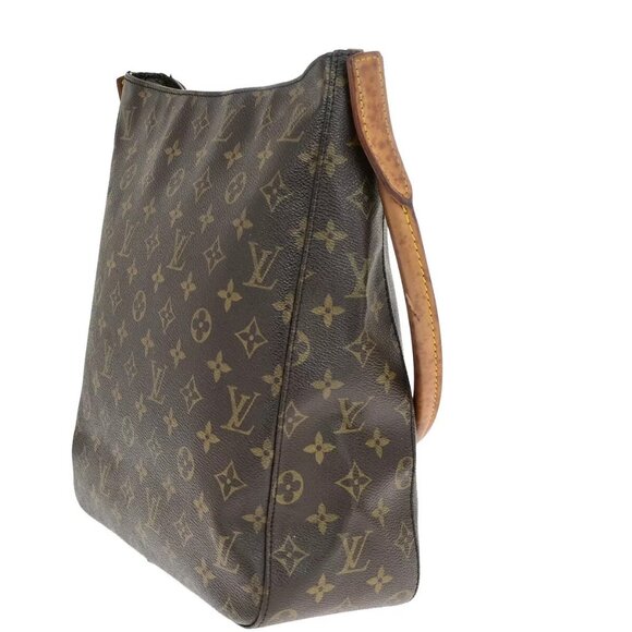 LOUIS VUITTON Logo Looping GM Shoulder Bag Monogram Leather Brown - Picture 16 of 16